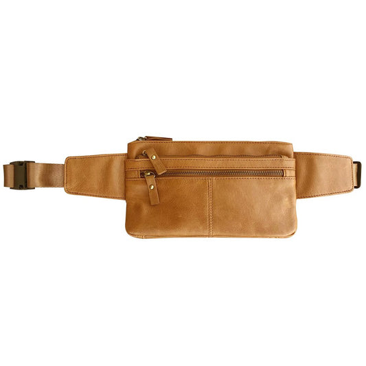 SILVERFEVER Genuine Leather Fanny Pack Cellphone Holder Modern