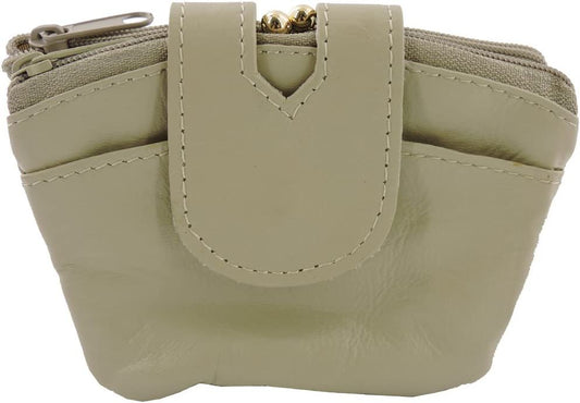 SILVERFEVER Leather Coin Purse with Kisslock Closure - Handcrafted Genuine Lambskin (3 Entry, Black)