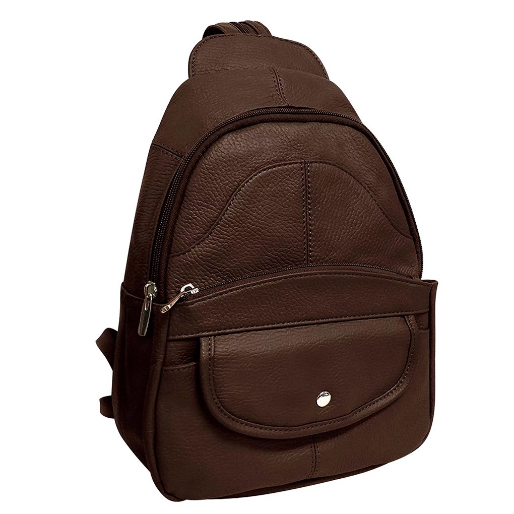 Leather Sling Backpack Convertible  Medium Size Top Entry