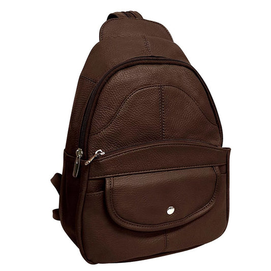 Leather Sling Backpack Convertible  Medium Size Top Entry